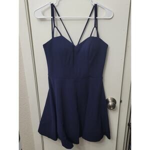 Junior's Double Strap Fit & Flare Skater Dress Stretch Navy Size 9/10 B Darlin